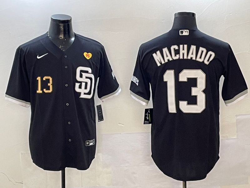 Men San Diego Padres #13 Machado Black Jointly Name Game Nike 2025 MLB Jersey style 5->san diego padres->MLB Jersey